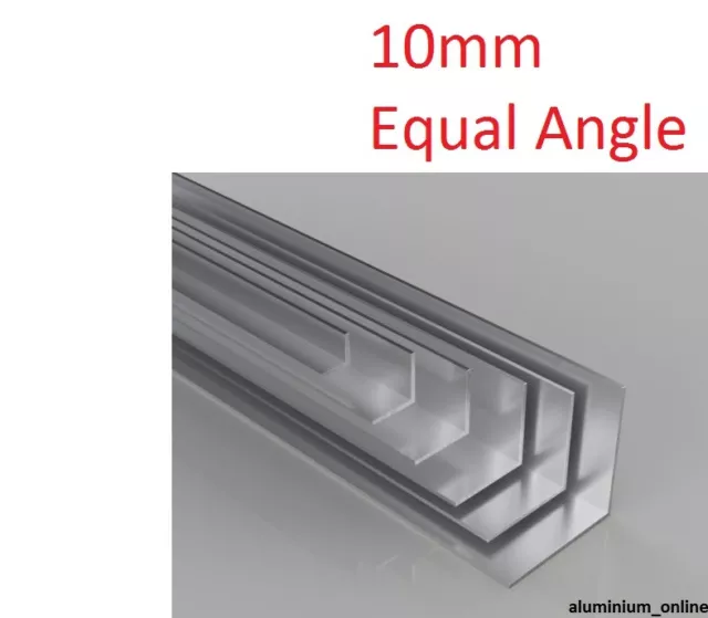 ALUMINIUM EQUAL ANGLE 10 x 10mm, 1 thickness, lengths up to 2.5m