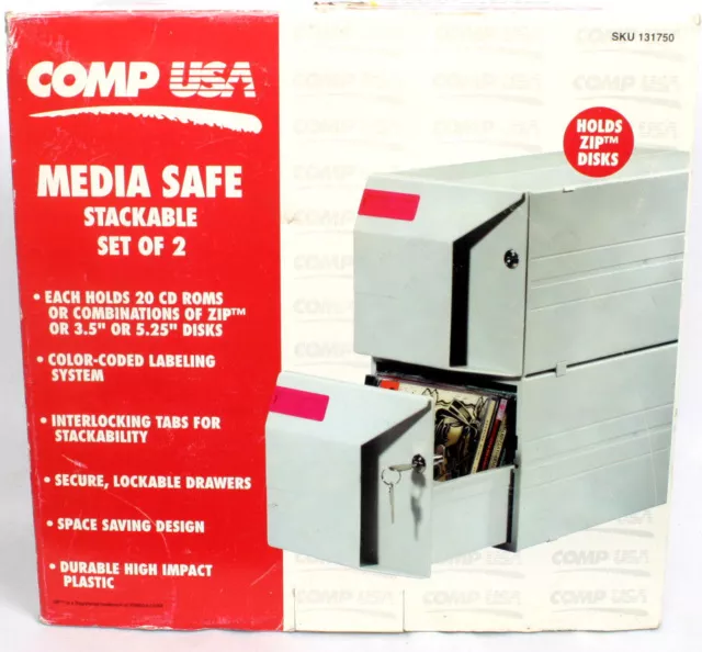 CompUSA CD/DVD/3.5"/5.25" Media 2 Locking Stackable Drawers