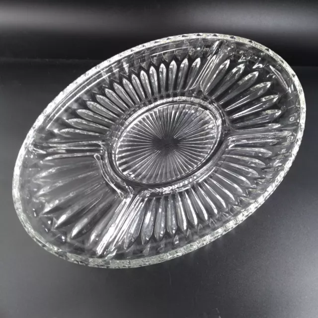 Vintage Indiana Glass 260 Clear 5 Section Oval Relish Dish Serving Tray