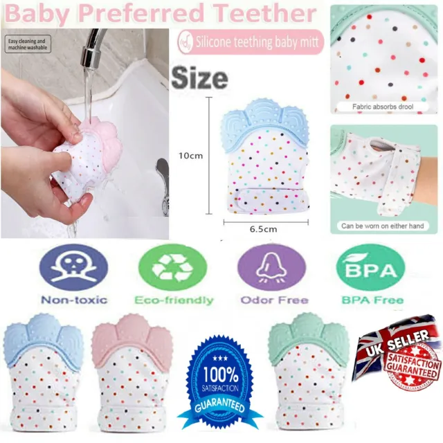 Cute Baby Silicone Teething Mitten 2 Months Old Glove Soft Candy Wrapper Teether