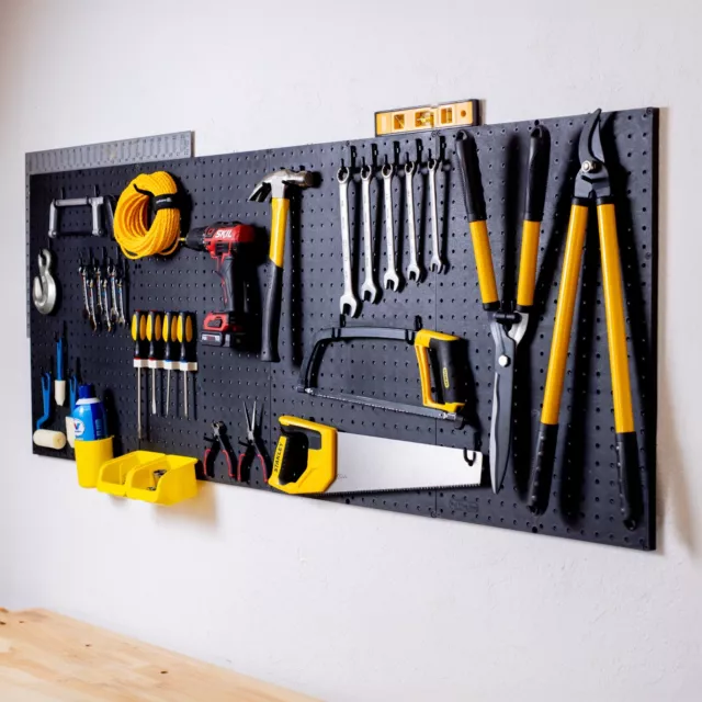 Black Pegboard Kit Wall Storage - Workbench Organizer Peg Board Shop Tools