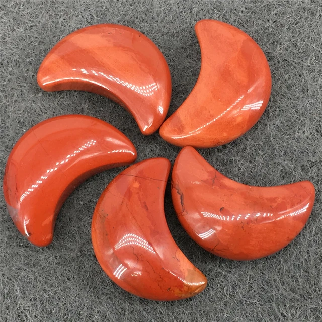 20pc 25mm Natural Crystals Moon Red Jasper Stone Gemstone Reiki Healing Decorate