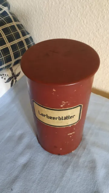 Alte Apothekerdose Apothekergefäß Deckeldose LORBEERBLÄTTER 2