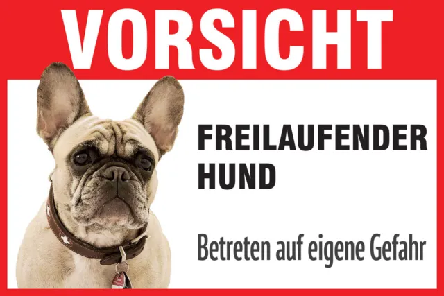 WARNCHIDL - Bulldoge francés - ¡Cuidado perro corriendo libre! - ADVERTENCIA
