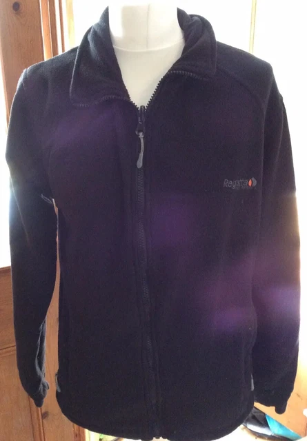 Regatta Mens Plain Full Zip Fleece Jacket Top Work Casual Black, Good Condition
