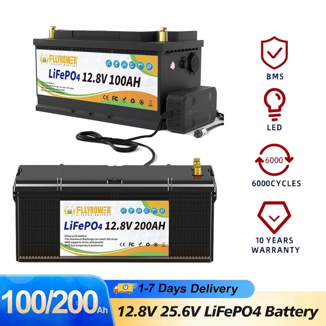 12V 200Ah BMS Lithium Batterie LiFePO4 Akku 10000+ Zyklen