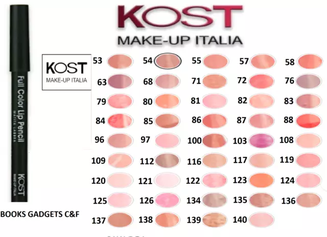 2 Pezzi Kost Make Up Italia N°116 MATITA LABBRA Marrone Full Color Lip Pencil 2