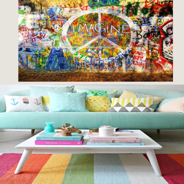 imagine Painting Graffiti Street Art Peace mural John Lennon Print Canvas 3