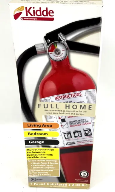 KIDDE FIRE EXTINGUISHER 5 Pound Unit/Rated UL Rated 3-A:40-BC Garage ...
