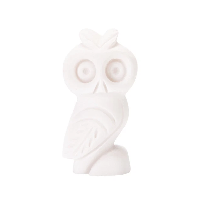 Chouette d'Athéna Symbole de Sagesse Sculpture en albâtre doré Fait à la...