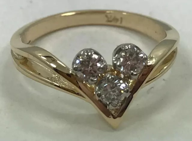 14 karat diamond ring  14K yellow gold past present & future 1/3 Ct diamond ring