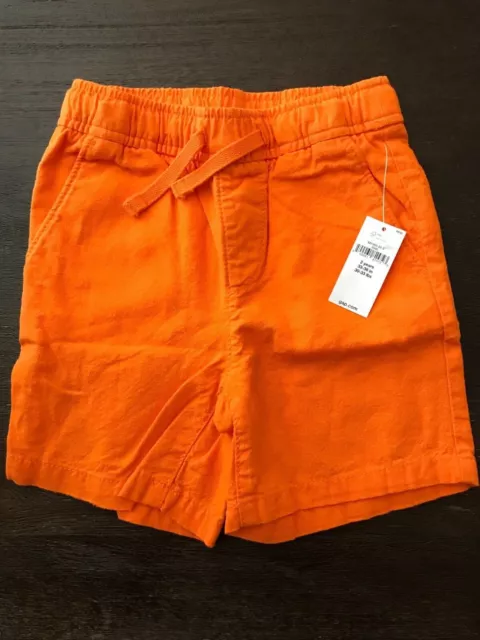 NWT BabyGap 2 Yearts 2T Toddler Boys Pull-Up Orange Linen Shorts NEW 