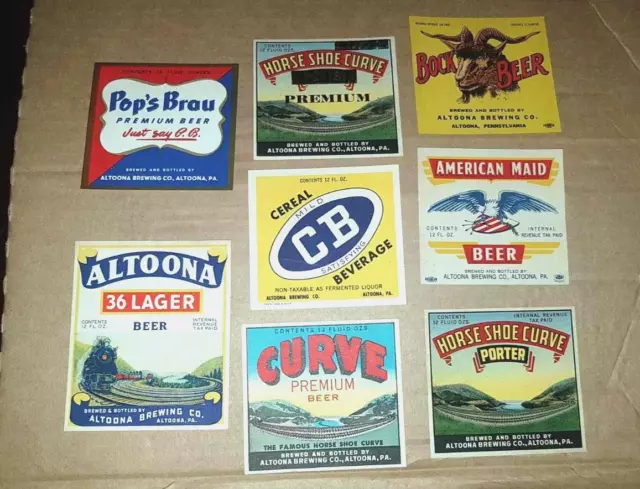 8 vintage USA beer labels Altona Brewing P A new old stock all different