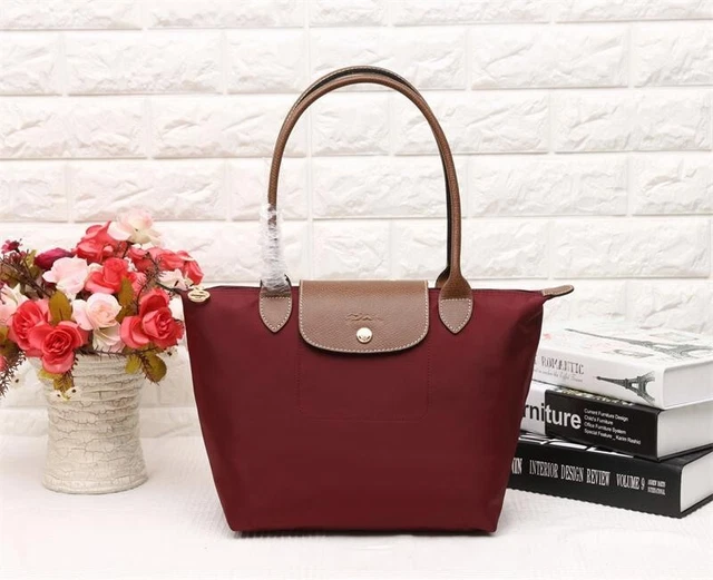 Longchamp New Le Pliage Nylon Tote Handbag Wine red Large