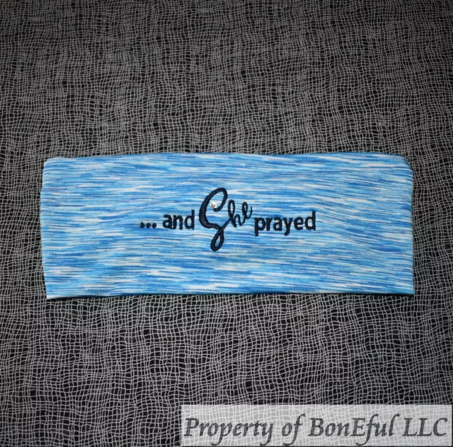 BonEful RTS NEW Boutique Blue Christian She Prayed Unisex Yoga Headband Adult US