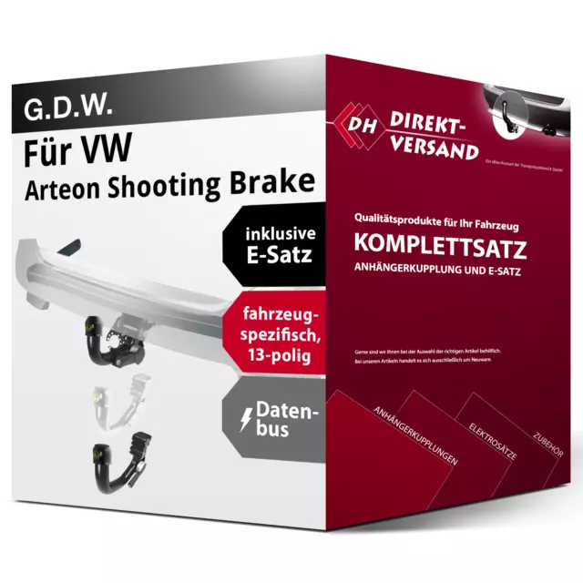 Für Arteon Shooting Brake (G.D.W.) Anhängerkupplung abnehmbar + E-Satz 13pol