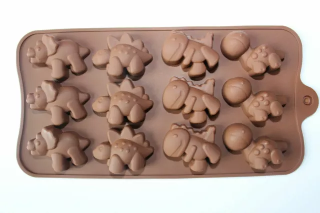 12 Dinosaurs Silicone Mould Chocolate Fondant Jelly Ice Cube Mold