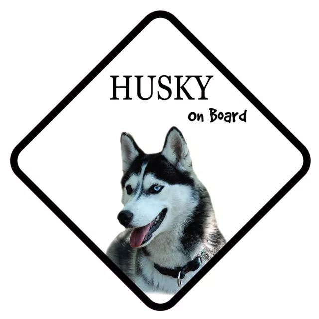 HUSKY On Board Car Sign With Sucker Dog Stickers