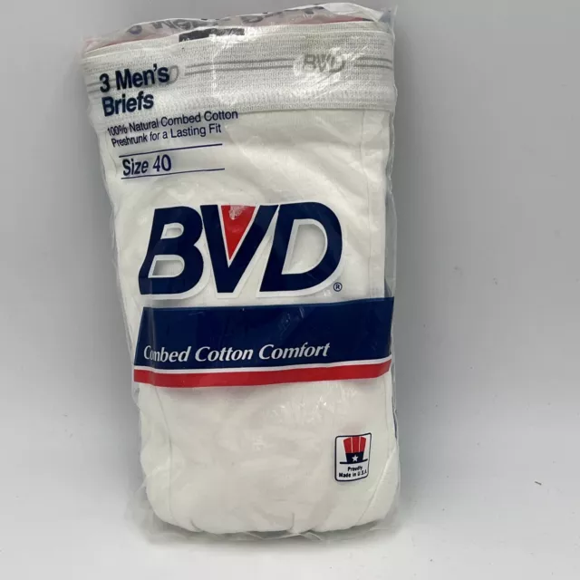 VTG 1999 BVD Mens Classic Army White Briefs Underwear Sz L (3pack) Made ...