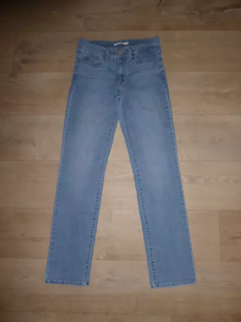 LEVI'S SLIMMING STRAIGHT Stretch Jeans Hoher Bund Blau W28 L32 **TOP**