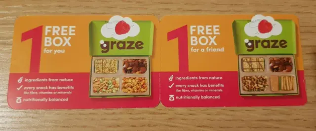 Graze.com Vouchers Food Coupons Two Vouchers First Box 100% Off & For a Friend