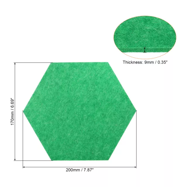 4x Hexagon-Filzplatten-Fliesen selbstklebende Wandpinnwand mit Stecknadeln, grün 2