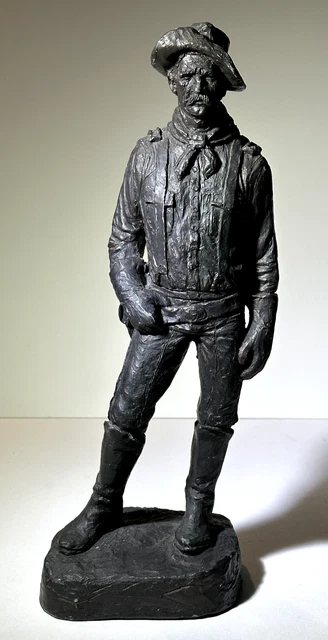 Michael Garman Signed 1969 Bronze-Toned Cavalry Colonel Captain Statue 12"