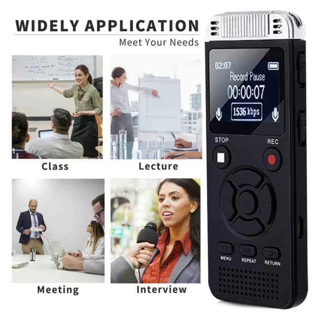 Lecture Digital Voice Recorder Dictaphone Audio MP3 Sound Mini Spy Recorder Mic