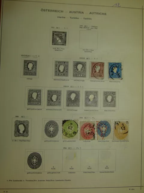 AUSTRIA   lotto di francobolli su vecchi fogli d'album dal 1858