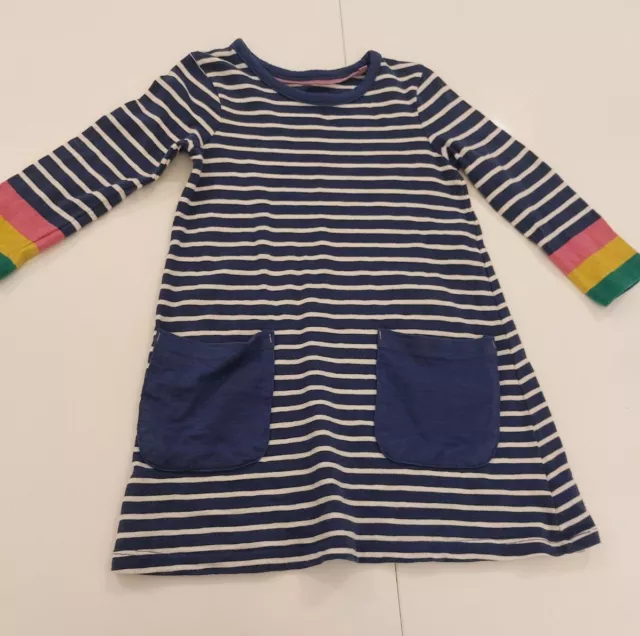 Mini Boden 3-4 Girls Dress, Tunic Style Navy Blue And White Striped