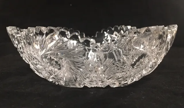 Antique American Brilliant Period Cut Glass Small Bowl With Starburst Pattern 3
