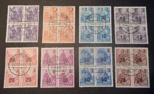 DDR - Briefmarken 8 x Viererblock - gestempelt : Fünfjahresplan