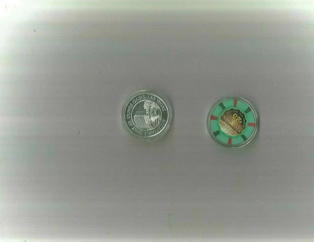 Vintage Las Vegas Casino Gaming Dunes Oasis Slot Play Token & $25 Grand Vic