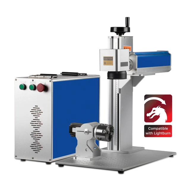 50W JPT Fiber Laser Marking Machine Rotary Axis + Lightburn Included