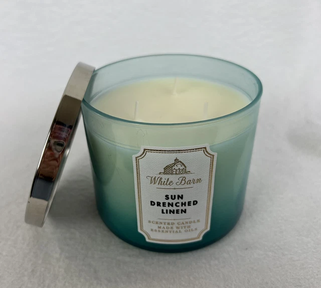 BATH BODY WORKS SUN DRENCHED LINEN Candle 3 Wick 14.5 oz Large Jar