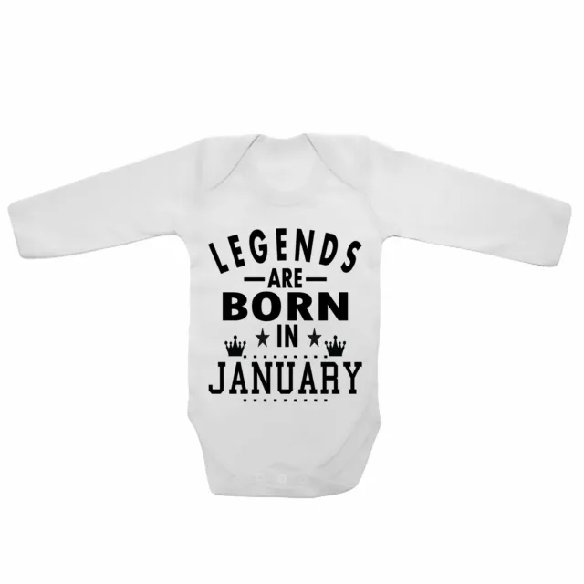 Long Sleeve Unisex Baby Vest Funny Bodysuits - Legends Are Born In January