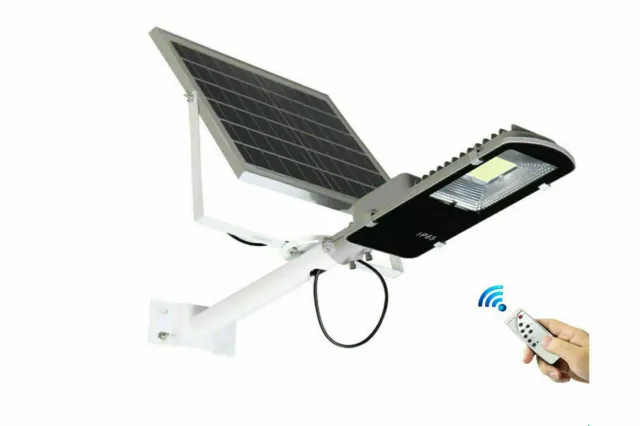 Farola Carretera Faro Proyector LED 100W Con Panel Solar Mando Crepuscular