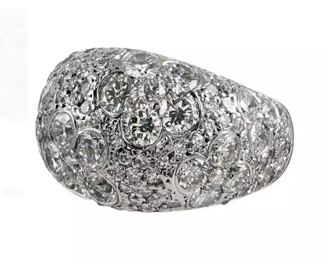 Late 20th Century Estate Floral Design With Clear 4.33CT White CZ Wedding Band