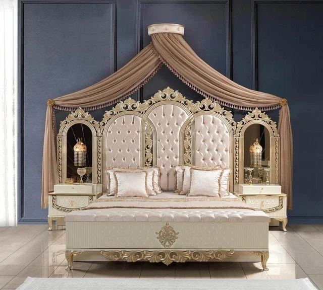 Chambre à Coucher Meuble Lit 2 х Table de Chevet Luxe - Lot Neuf Moderne 4tlg