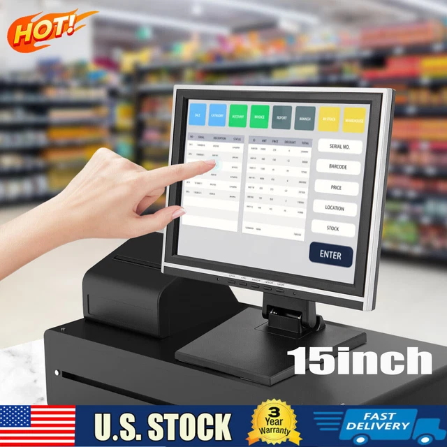 LCD Display POS System Touch Screen Monitor Retail Kiosk Restaurant Portable