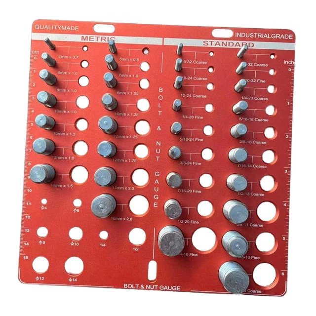 IDENTIFIER GAUGE SIZING Tool Checking Sizes Nut and Bolt Thread Checker ...