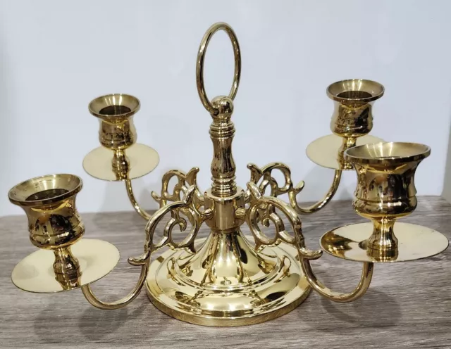 Vintage Baldwin Brass 4 Arm Candelabra Candle Stand Decor Forged in America
