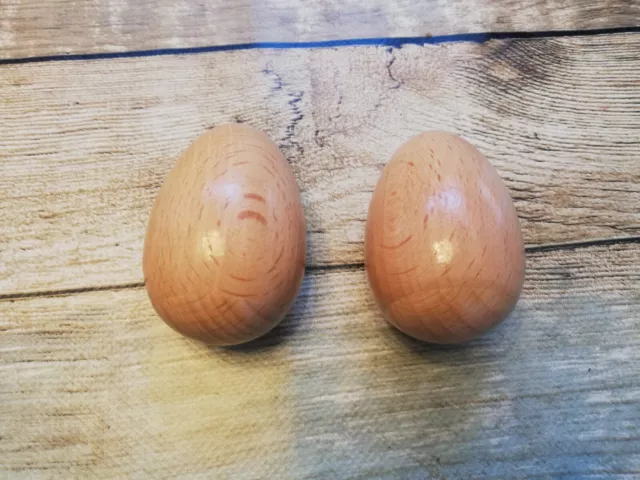 Wooden Natural Egg Shakers - Pair of Quality Shakers made from Wood Free UK P&P