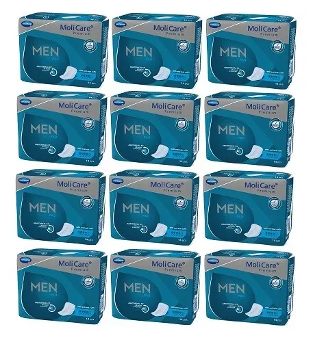 12 x MoliCare Premium Men Pad 4 Drops Pads 14 Pads