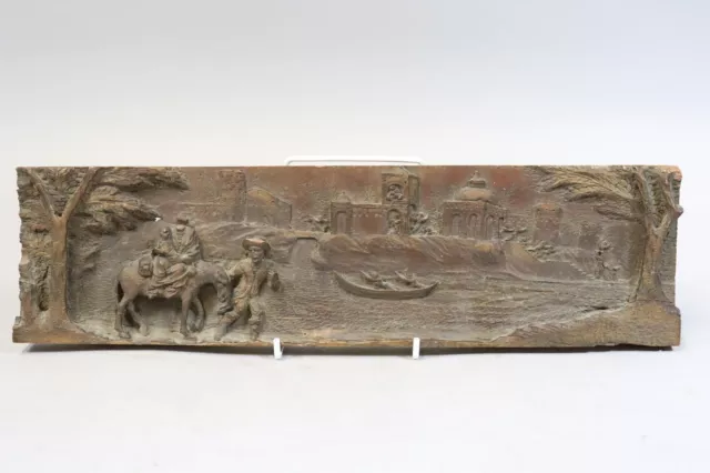 Flucht nach Ägypten geschnitztes Holzrelief 19.Jhd (FQ830)