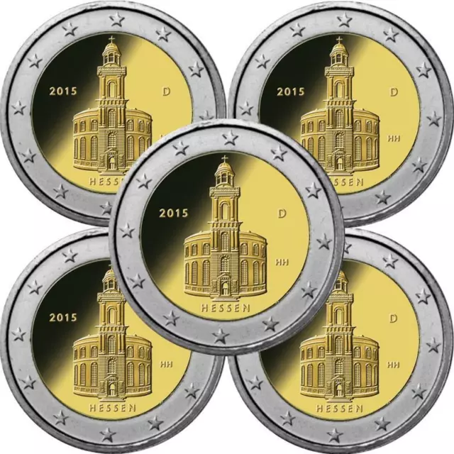 Deutschland 5 x 2 Euro Gedenkmünze Sondermünze 2015 ST Hessen Paulskirche lose