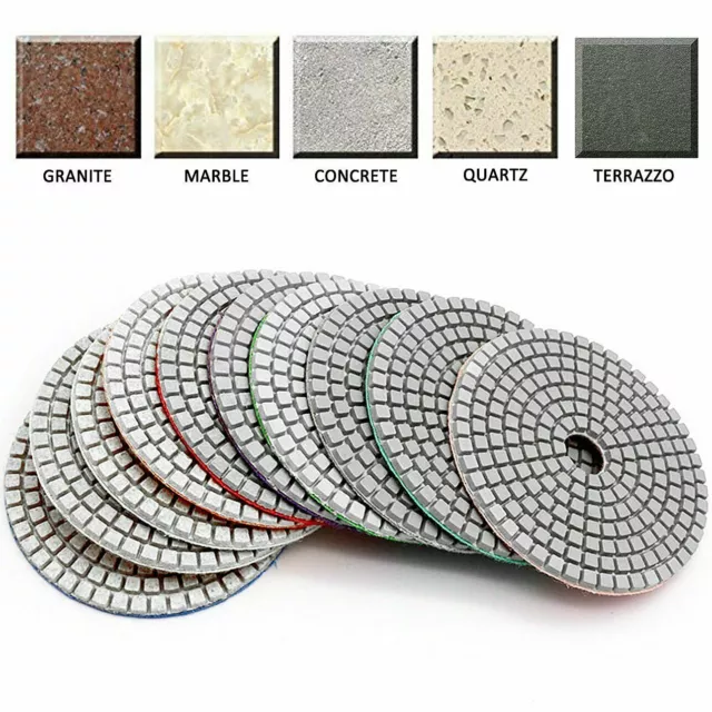 5" 125mm DIAMOND POLISHING PAD 6 PIECE Granite Concrete Glass Marble Terrazzo