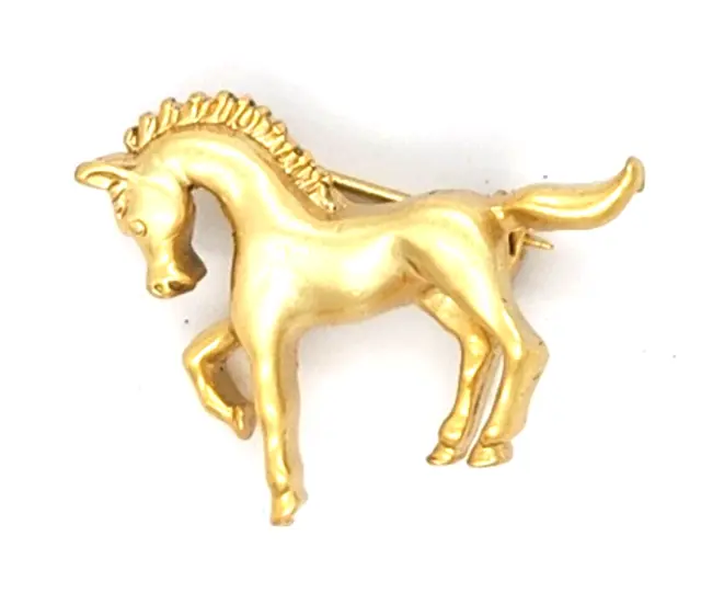Vintage Gold Tone Prancing Horse Pin Brooch 1"