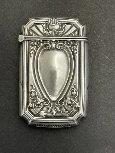 Estate Art Deco Webster Sterling Silver Match Safe Vesta Box - Monogramed, 16.7g Estate Art Deco Webster Sterling Silver Match Safe Vesta Box - Monogramed, 16.7g