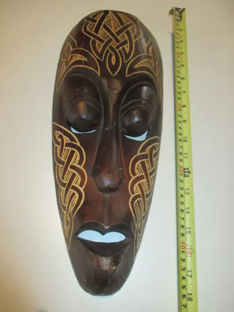 Wooden Hand Carved Tribal Face  50cm long